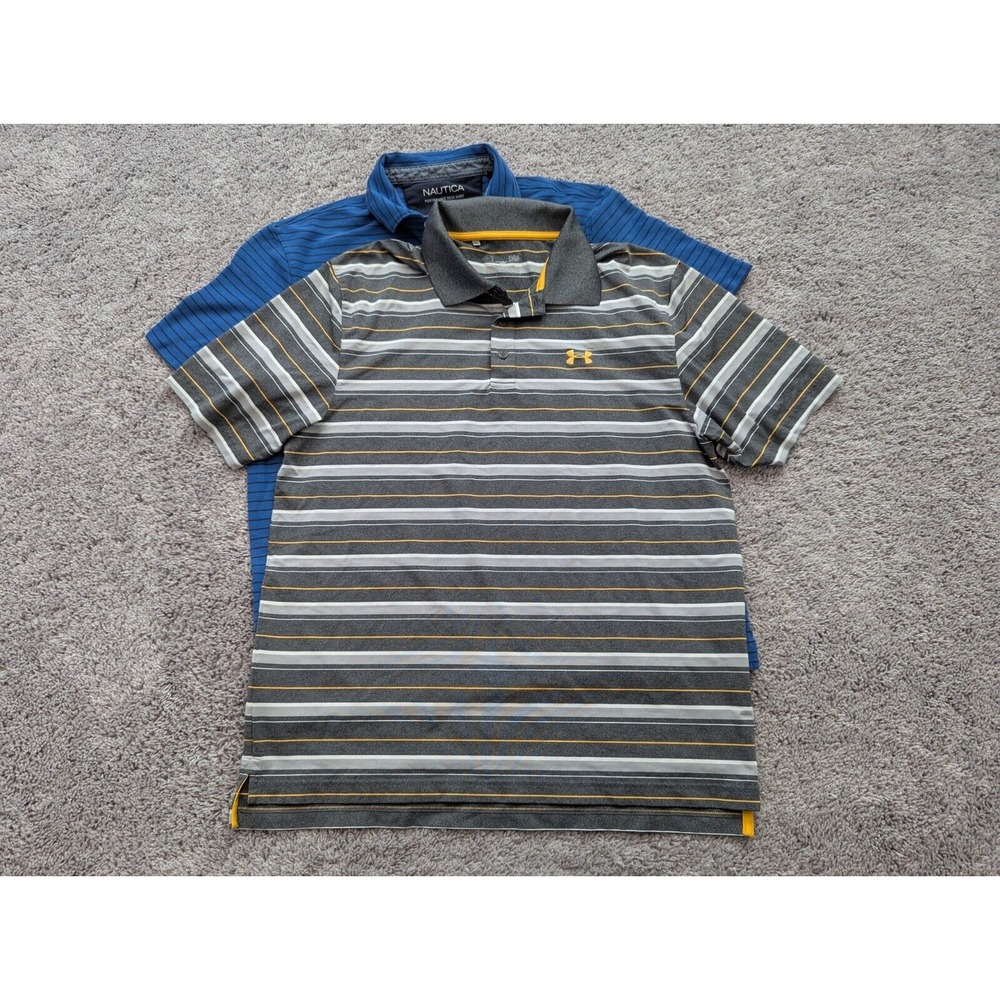 Lot of 2 Under Armour Nautica Polo Shirt Mens Large‎ Classic Fit Casual